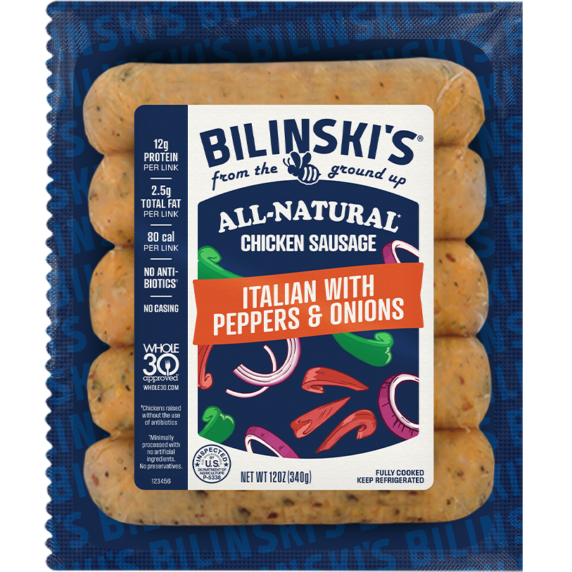 Bilinski's All Natural Italian Style Chicken Sausage with Peppers and Onions